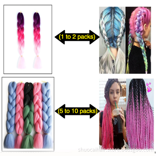 ombre Extensions For Women 24 Inches  60 Colors High Temperature Fiber Synthetic Braiding Crochet  jumbo synthetic braiding hair